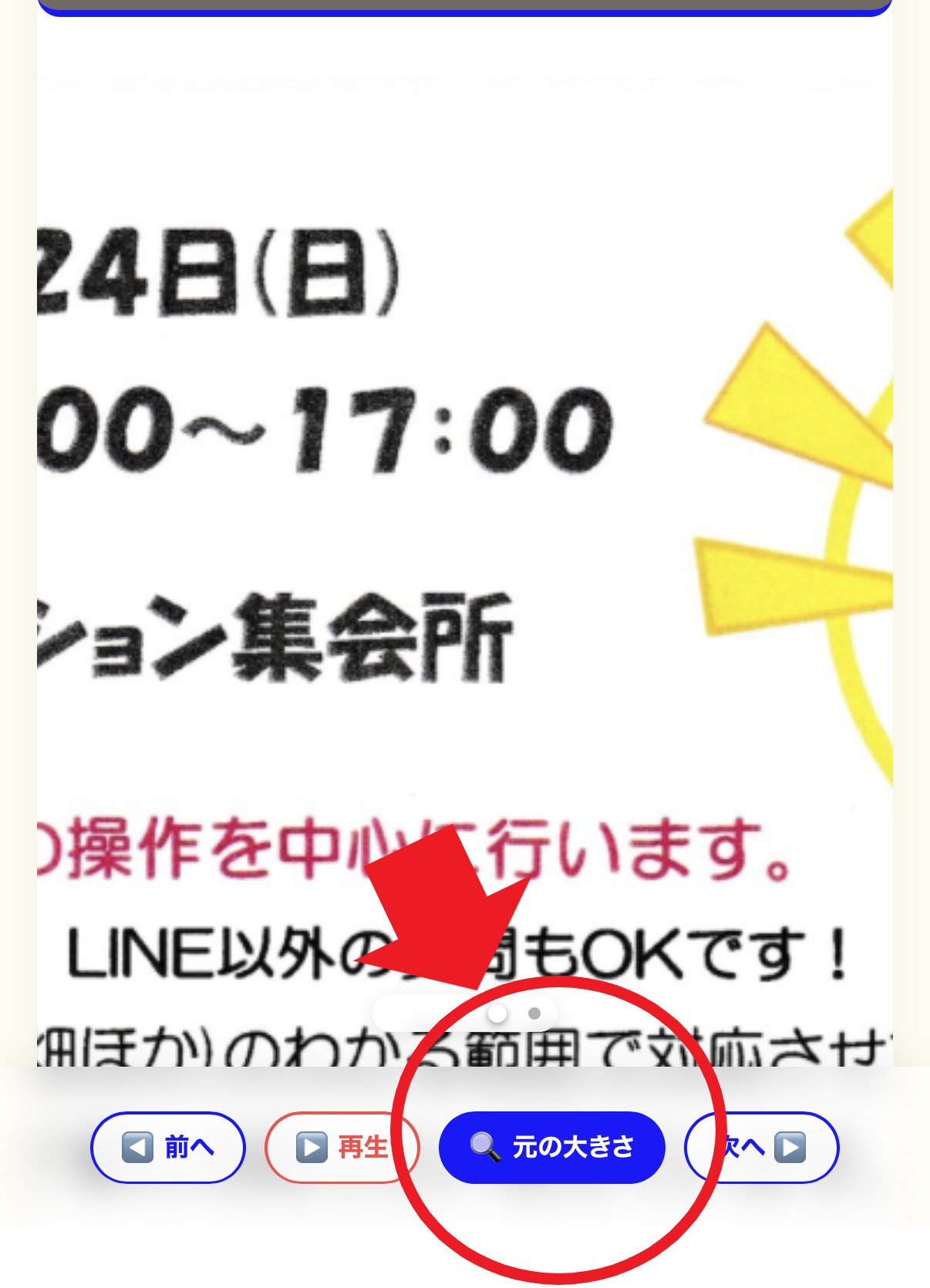 元の大きさボタン